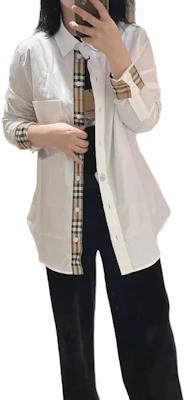 (W) 버버리 화이트 체크 카라 긴팔 셔츠. 80733091 Shop (W) 버버리 화이트 체크 카라 긴팔 셔츠. 80733091