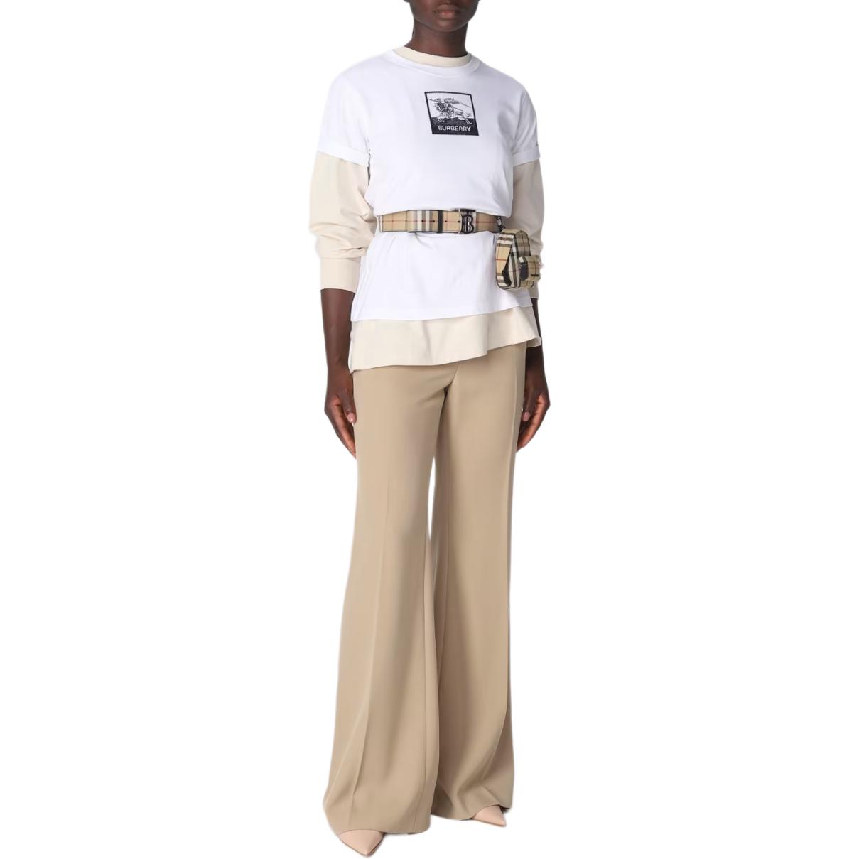 (Women) Burberry  White Crew Neck Letter Logo Print Short-Sleeve T-Shirt 8071668 圖 4