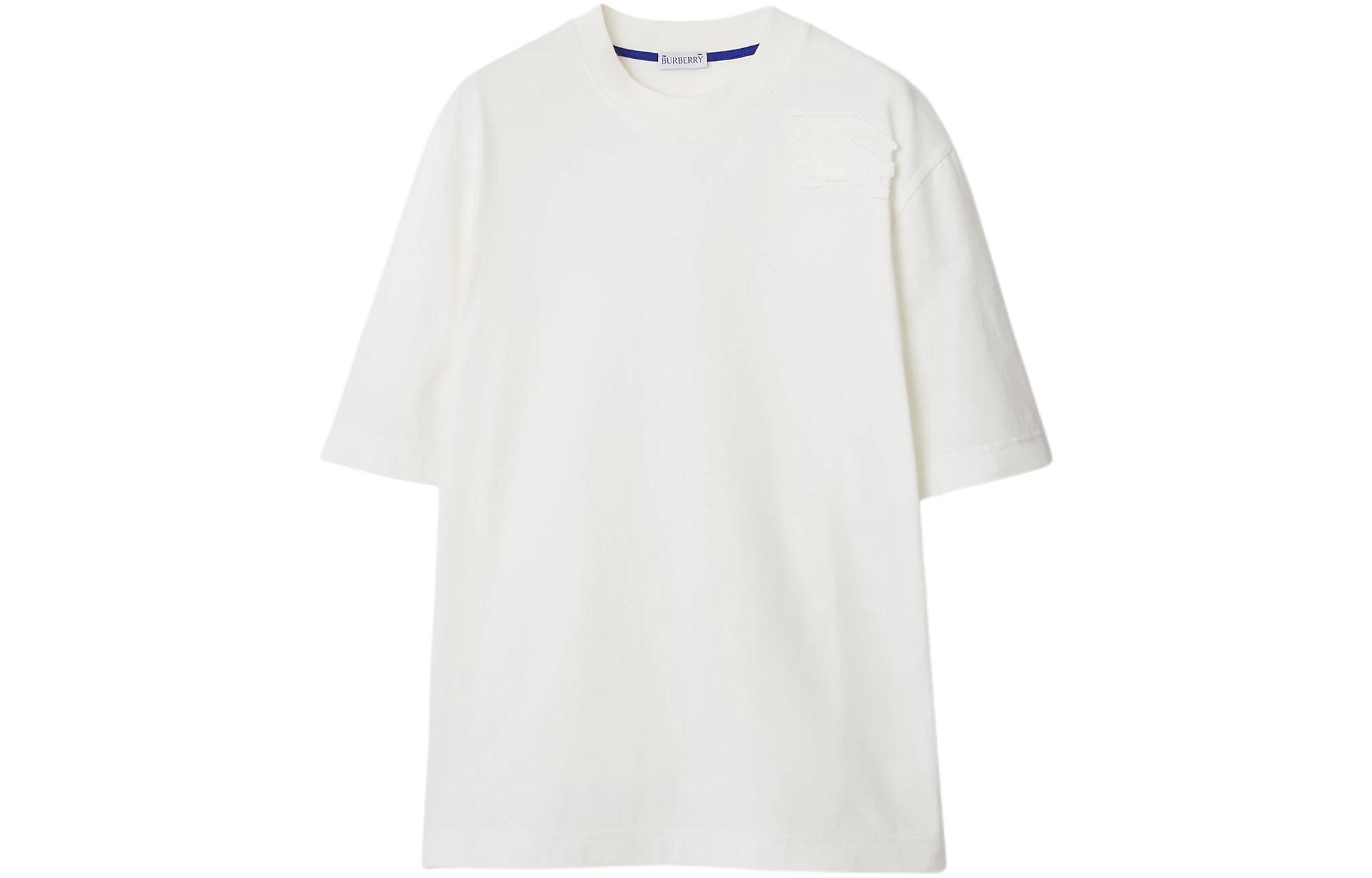 Order (Women) Burberry  White Crewneck Loose Fit Short Sleeve Plain T-Shirt. 80849661