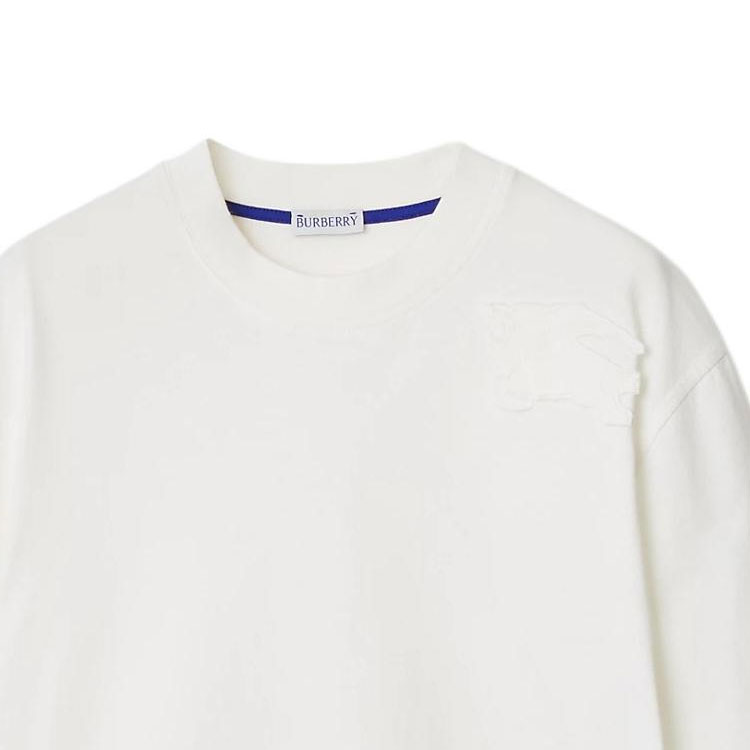 Cheap (Women) Burberry  White Crewneck Loose Fit Short Sleeve Plain T-Shirt. 80849661