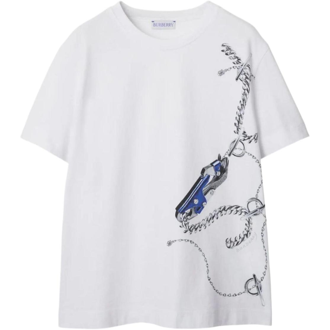 Buy (Women) Burberry  White Jewelry Print Crewneck Oversized Short-Sleeve T-Shirt SS24. 80882151