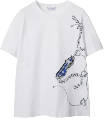 (Women) Burberry White Jewelry Print Crewneck Oversized Short-Sleeve T-Shirt SS24. 80882151 Buy (Women) Burberry White Jewelry Print Crewneck Oversized Short-Sleeve T-Shirt SS24. 80882151