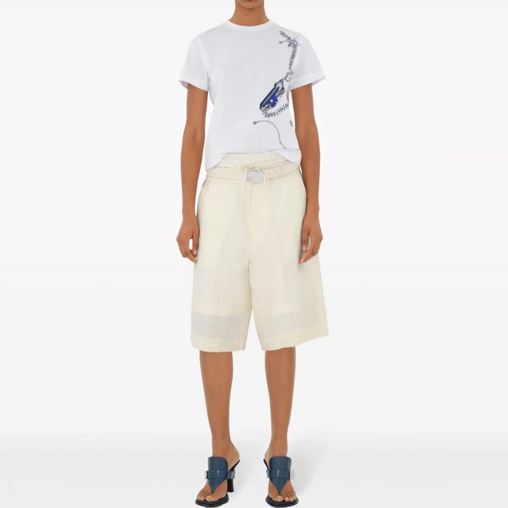 Shop (Women) Burberry  White Jewelry Print Crewneck Oversized Short-Sleeve T-Shirt SS24. 80882151