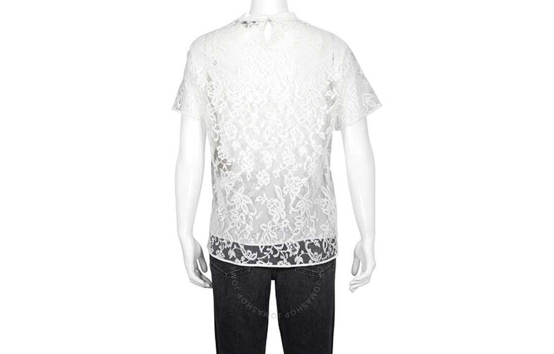 (Women) Burberry  White Lace Embroidered Logo Short Sleeve T-Shirt 8002885 圖 3