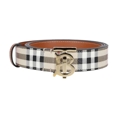 (Women) Burberry White Leather Belt with Logo Smooth Buckle, 3CM Width. 8070410