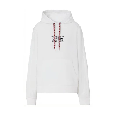 (Women) Burberry White Letter Embroidered Hoodie 80464681