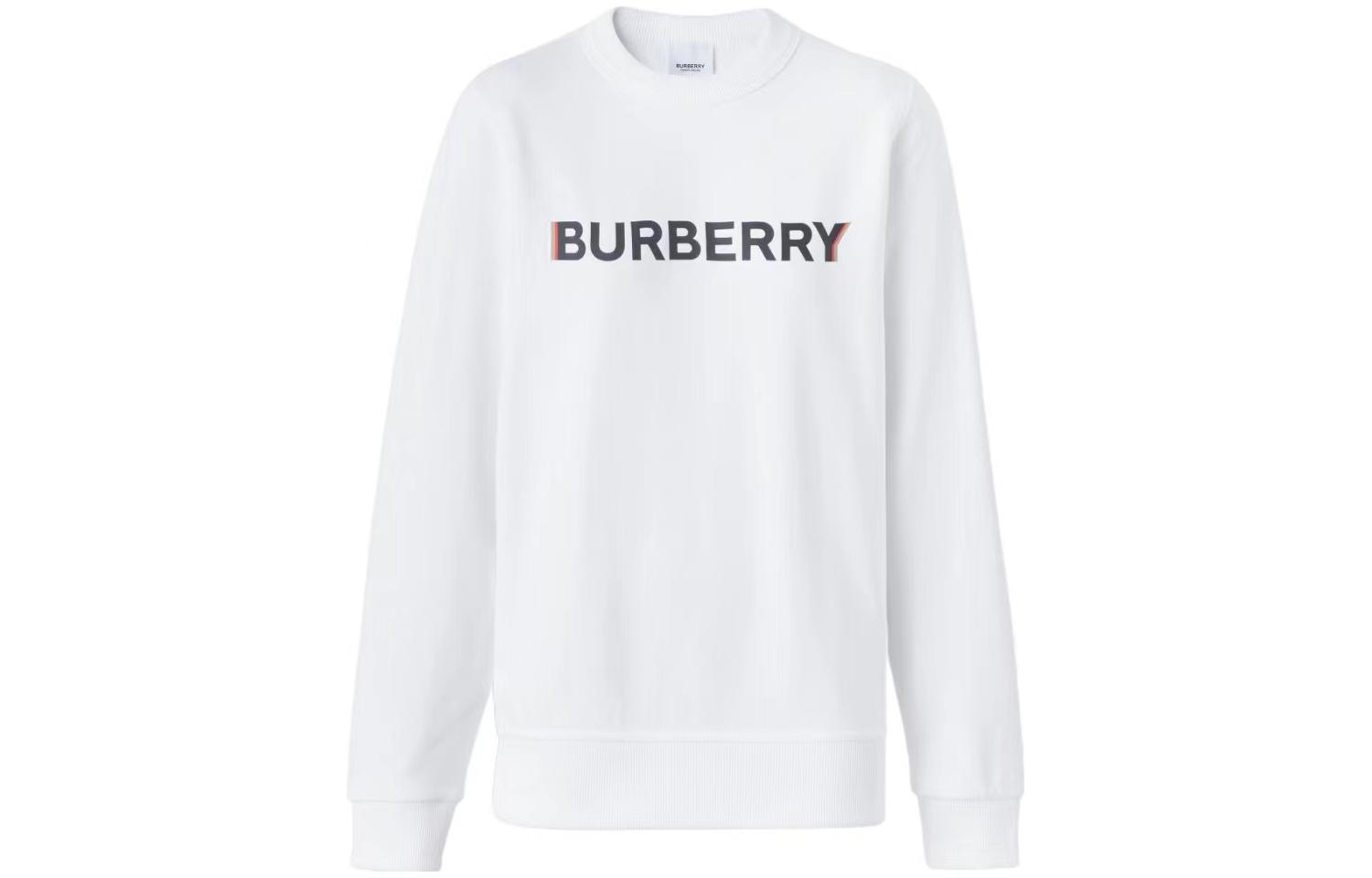 (Women) Burberry  White Letter Print Crewneck Long Sleeve Sweatshirt. 80526601