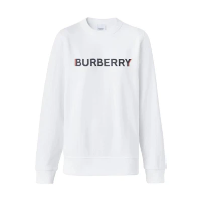 (Women) Burberry White Letter Print Crewneck Long Sleeve Sweatshirt. 80526601