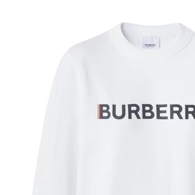 Lookbook (W) バーバリー ホワイト レタープリント 長袖 クルーネックスウェットシャツ. 80526601