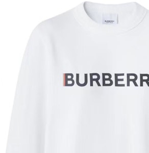 (W) バーバリー ホワイト レタープリント 長袖 クルーネックスウェットシャツ. 80526601 Lookbook (W) バーバリー ホワイト レタープリント 長袖 クルーネックスウェットシャツ. 80526601