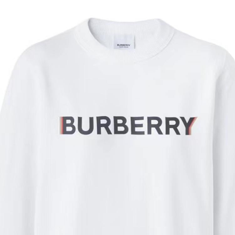 Sizing (W) バーバリー ホワイト レタープリント 長袖 クルーネックスウェットシャツ. 80526601