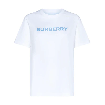 (Women) Burberry White Letter Print Crewneck Short Sleeve T-Shirt. 80728811