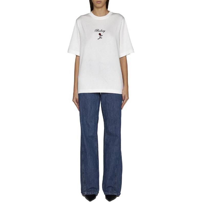 Shop (W) 博柏利 白色字母印花短袖圆领T恤. 80836471