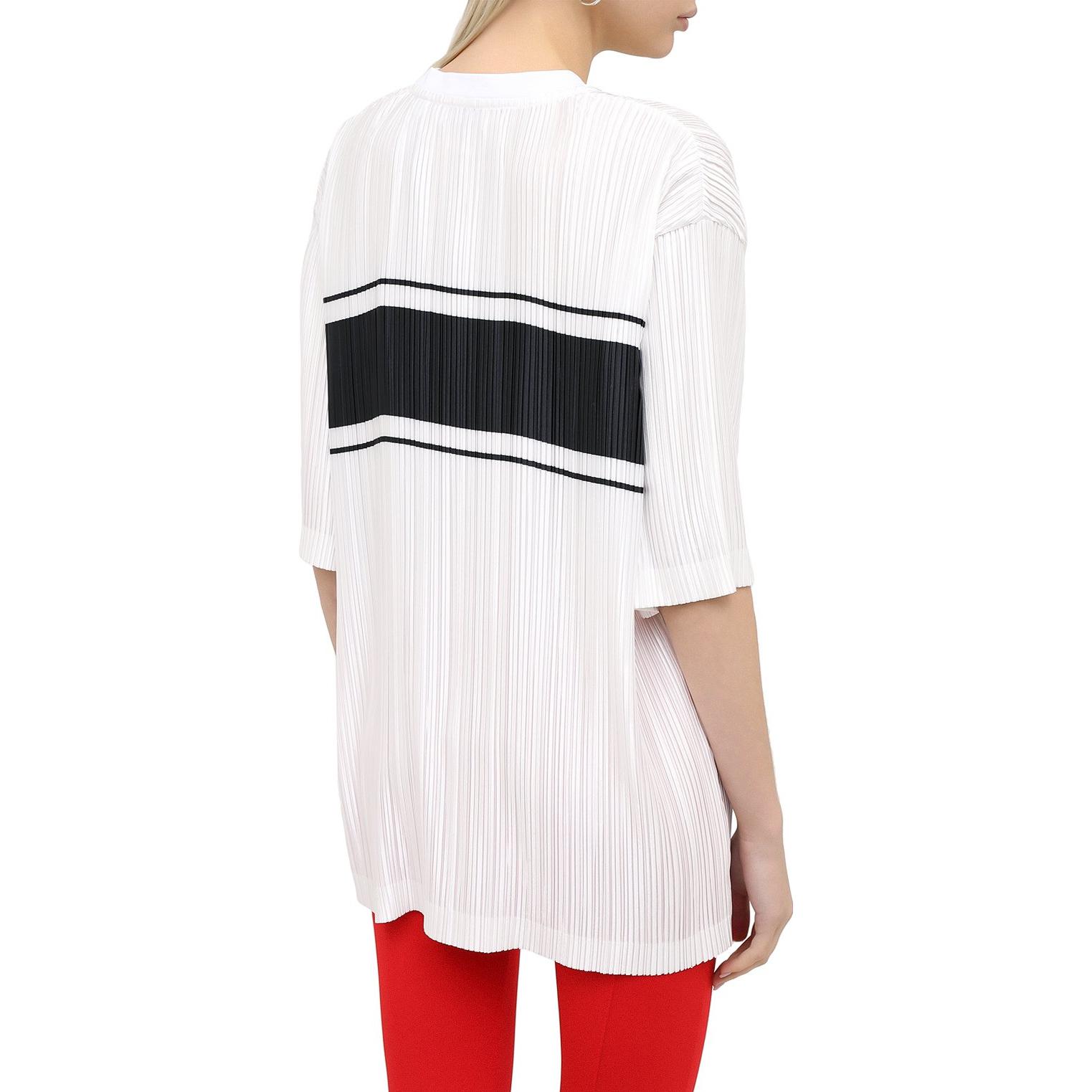 Purchase (Women) Burberry  White Letter Stripe Print Casual Crew Neck T-Shirt 45671251