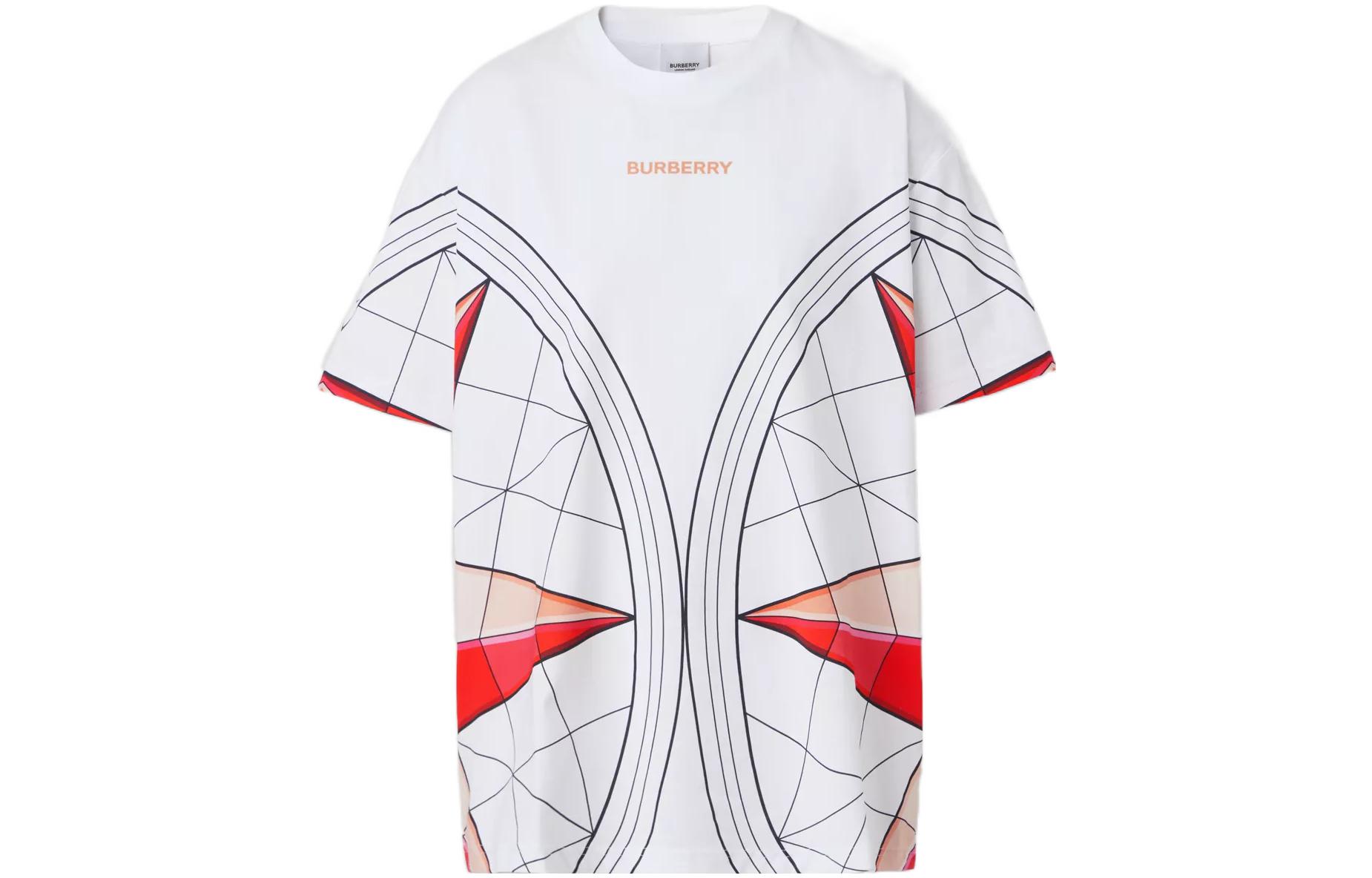 (Women) Burberry  White Logo Geometric Print Crew Neck T-Shirt. 80592931 圖 2
