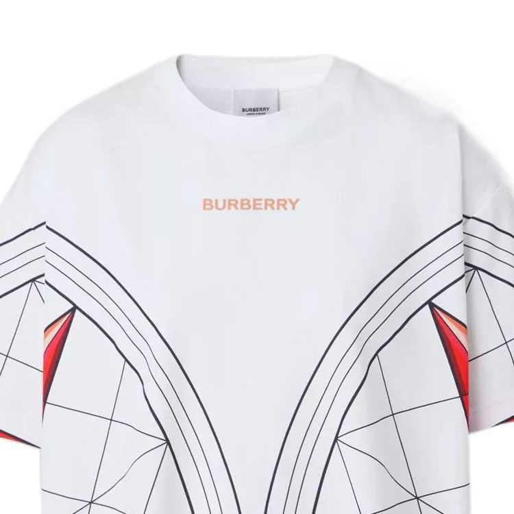 (Women) Burberry  White Logo Geometric Print Crew Neck T-Shirt. 80592931 圖 5