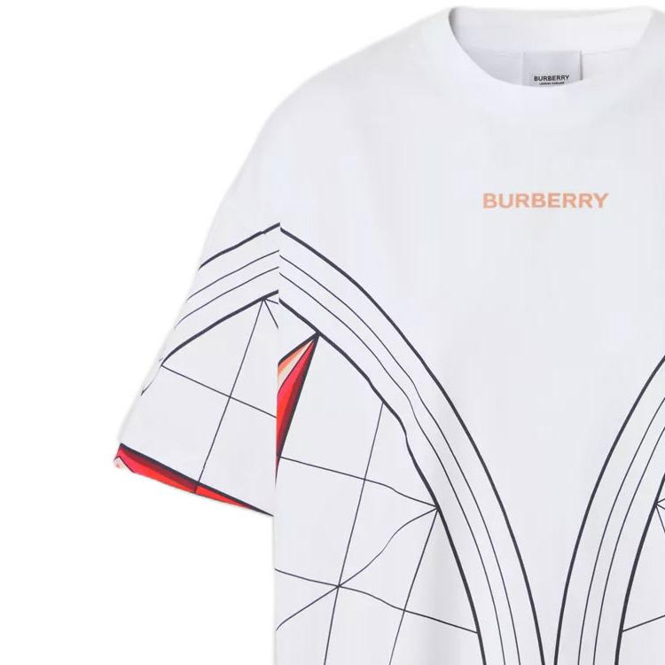 (Women) Burberry  White Logo Geometric Print Crew Neck T-Shirt. 80592931 圖 6