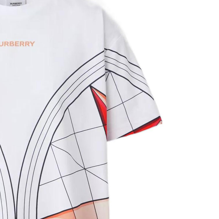 (Women) Burberry  White Logo Geometric Print Crew Neck T-Shirt. 80592931 圖 7