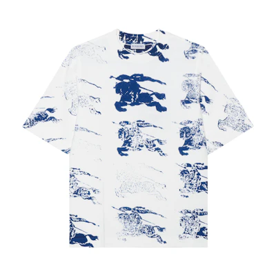 (Women) Burberry White Logo Print Crew Neck Drop Shoulder T-Shirt. 80821281