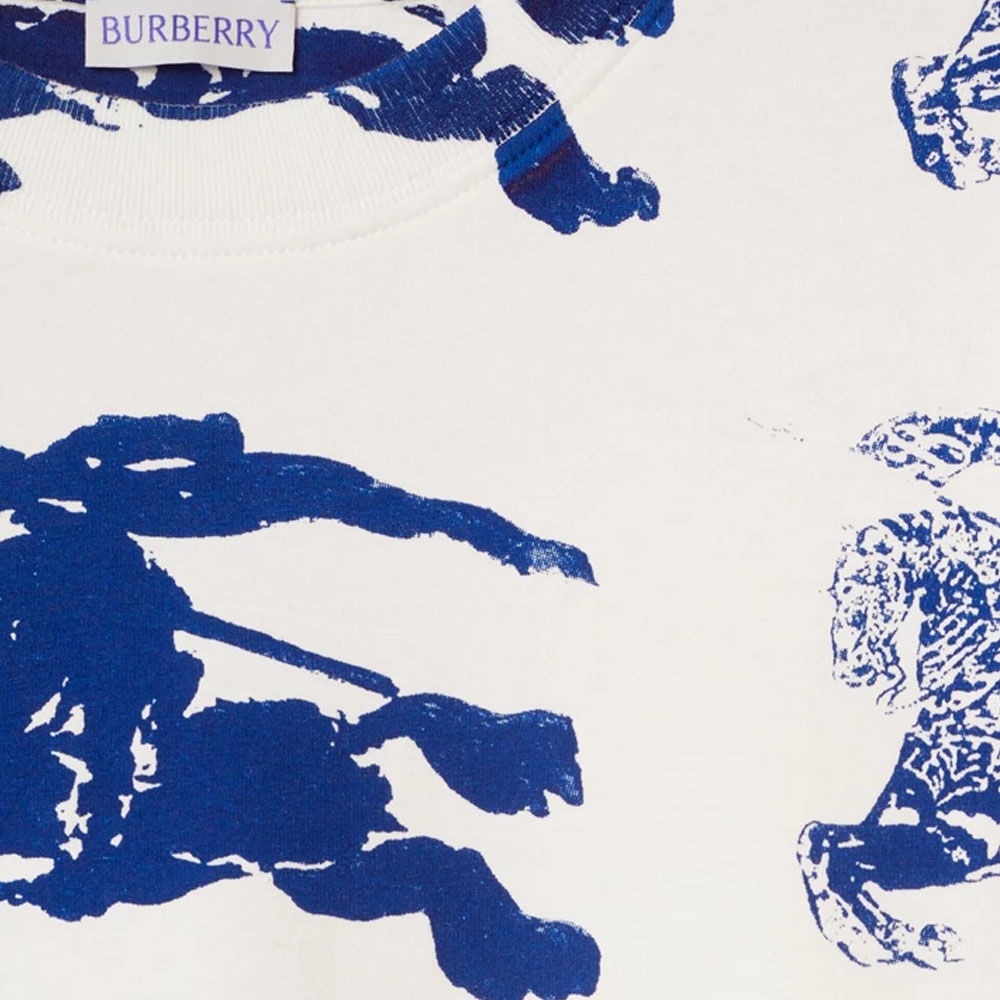 (Women) Burberry  White Logo Print Crew Neck Drop Shoulder T-Shirt. 80821281 圖 7