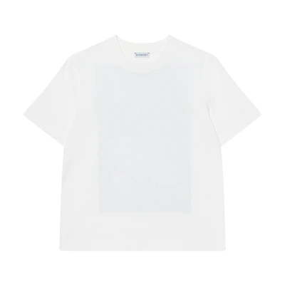 (Women) Burberry White Logo Print Short Sleeve Comfortable Crewneck T-Shirt 80905481