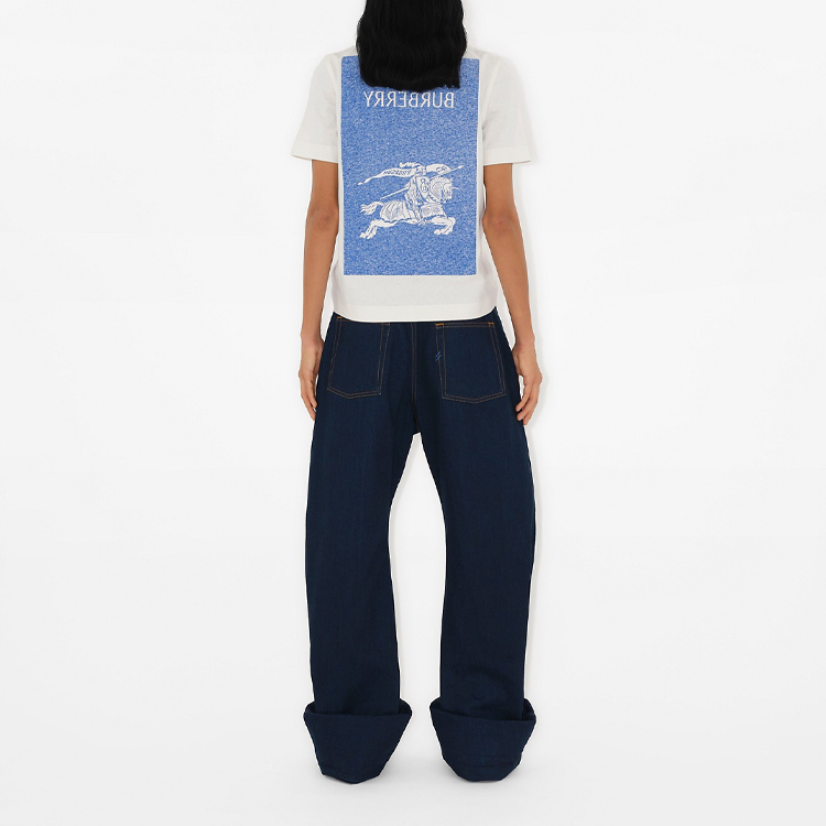 Purchase (W) バーバリー ホワイト ロゴプリント クルーネック 半袖快適Tシャツ 80905481