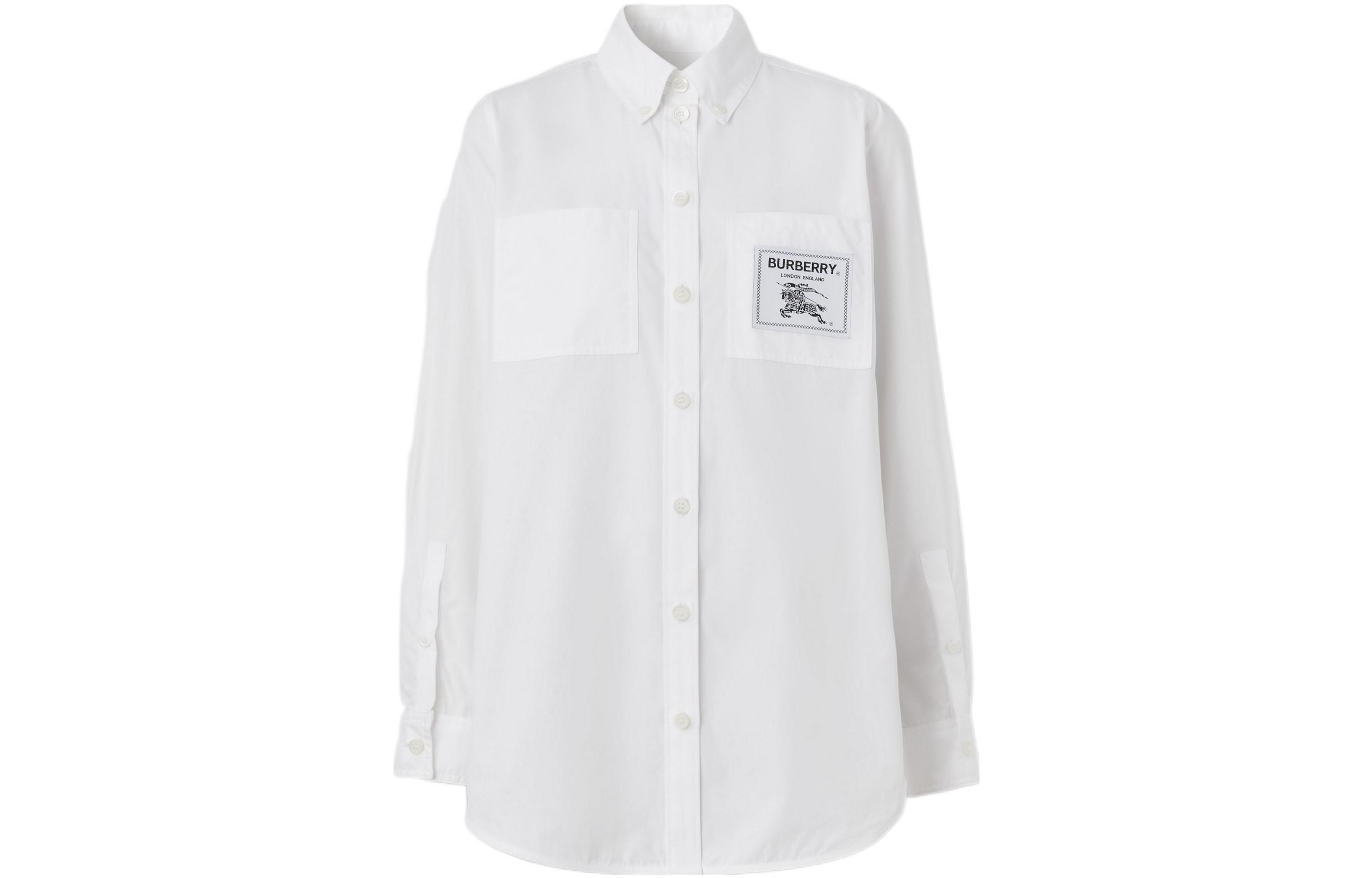 (Women) Burberry  White Logo Single-Breasted Long-Sleeve Shirt. 80630041 圖 2