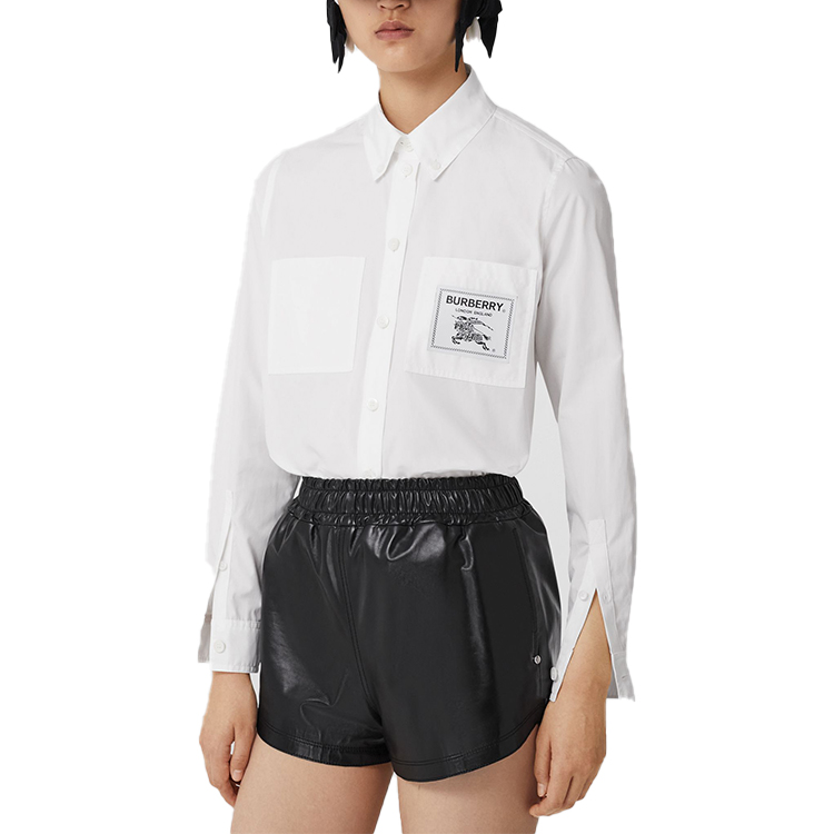 (Women) Burberry  White Logo Single-Breasted Long-Sleeve Shirt. 80630041 圖 5