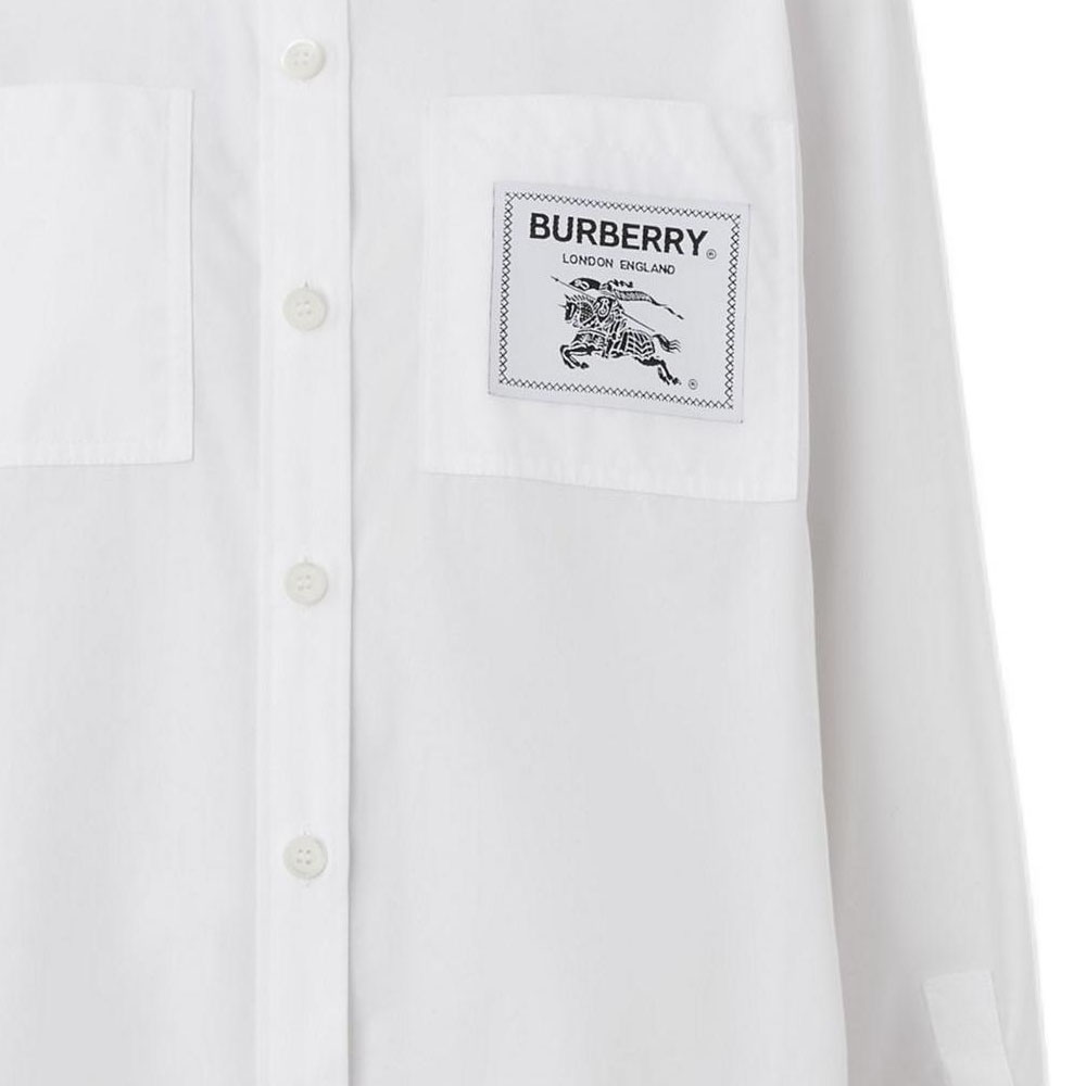 (Women) Burberry  White Logo Single-Breasted Long-Sleeve Shirt. 80630041 圖 8