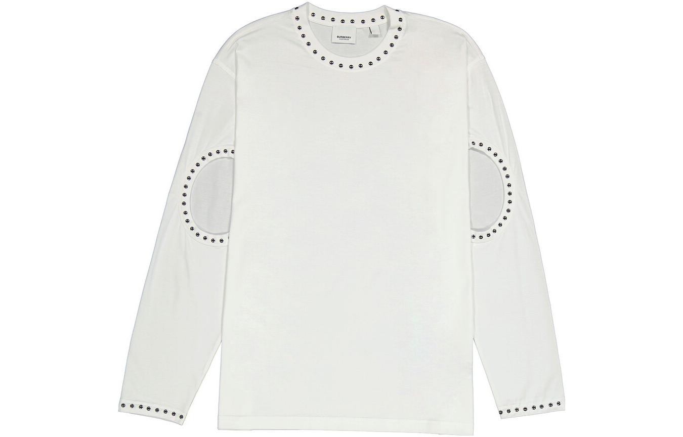 (Women) Burberry  White Long-Sleeve Crewneck Loose Fit T-Shirt 80171471