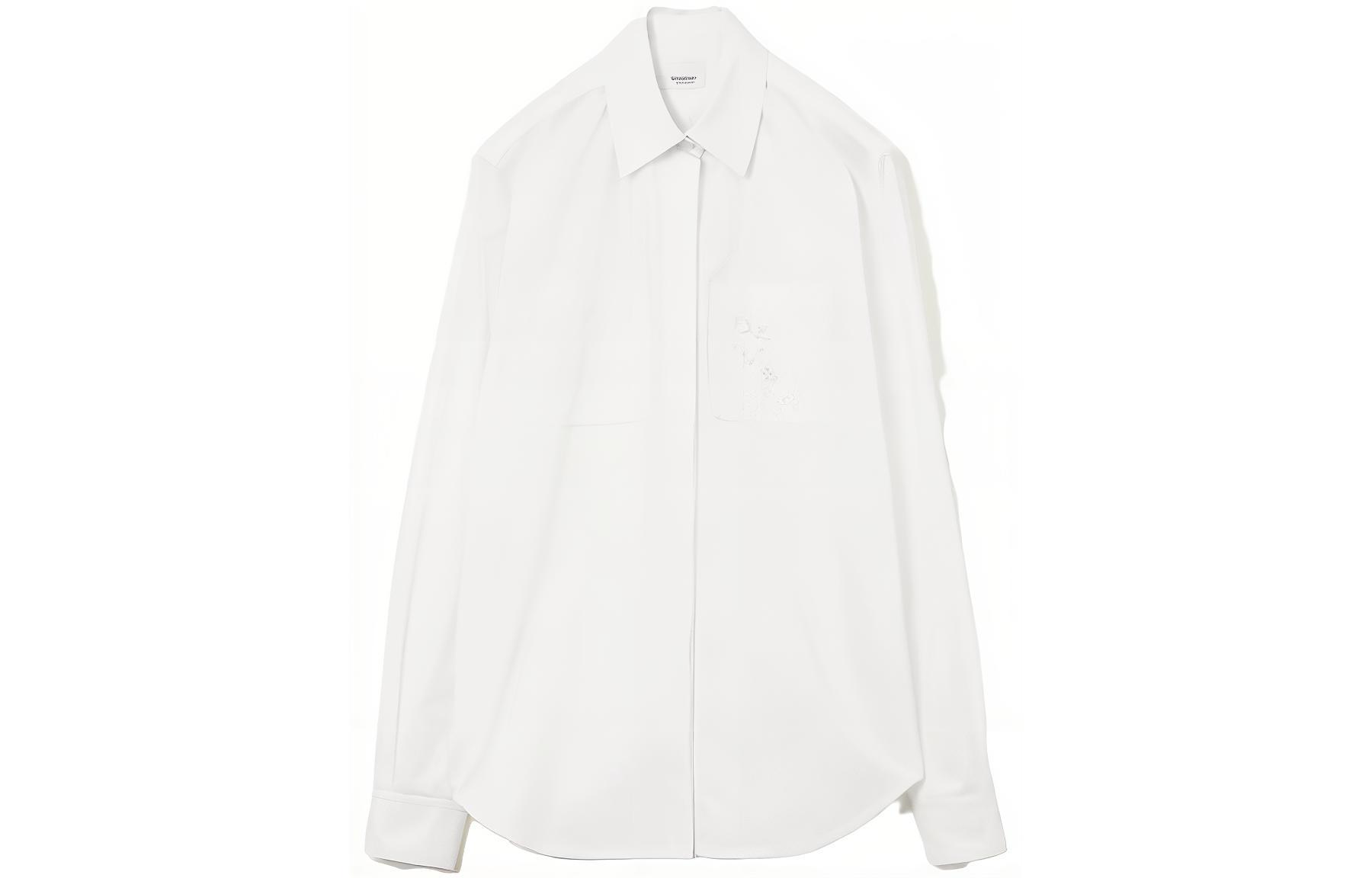 Order (Women) Burberry  White Loose-Fit Long-Sleeve Shirt with Embroidered Logo. 80713631