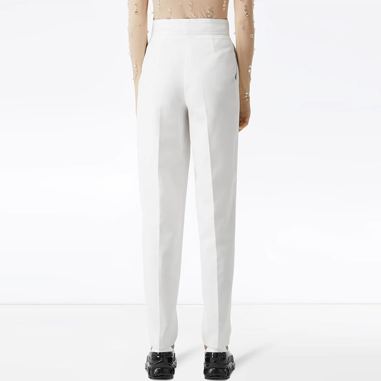 (Women) Burberry  White Mid-Waist Pleated Pants with Logo Print. 80244761 圖 5