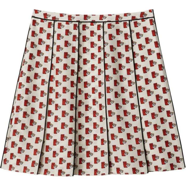 Order (W) Burberry 白色印花中腰百褶休閒裙 80941671