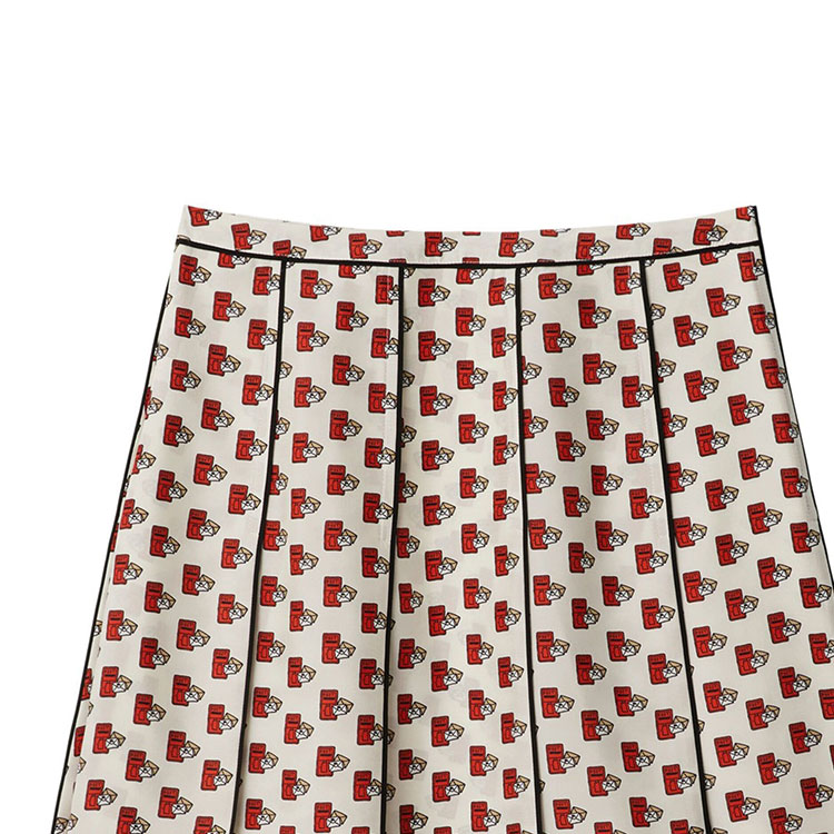 Shop (W) Burberry 白色印花中腰百褶休閒裙 80941671