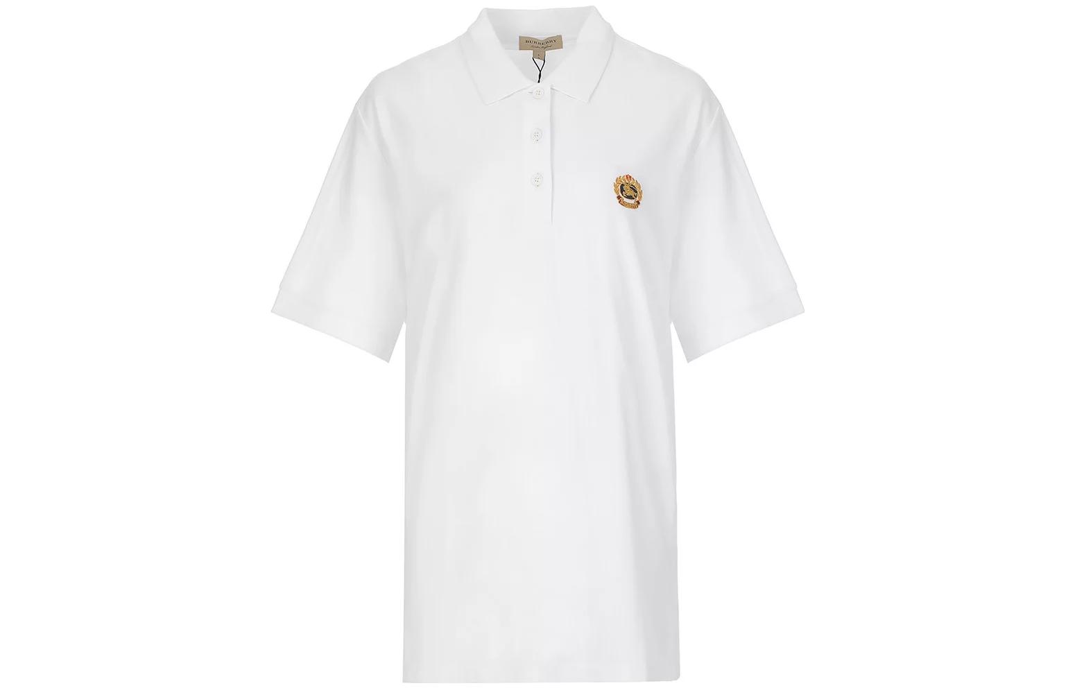 Order (Women) Burberry  White Polo Shirt with Solid Logo Embroidery Design. 80030651