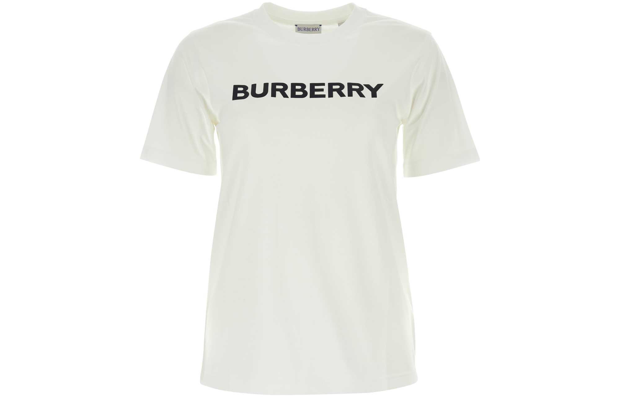 (Women) Burberry  White Short-Sleeve T-Shirt with Logo Print Design 80803251