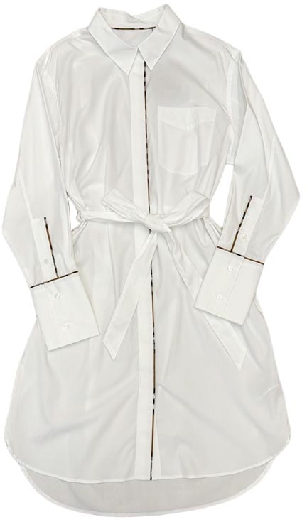 women-burberry-white-short-single-breasted-long-sleeve-dress-with-striped-trim-80843061