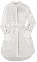 (Women) Burberry White Short Single-Breasted Long Sleeve Dress with Striped Trim 80843061 (Women) Burberry White Short Single-Breasted Long Sleeve Dress with Striped Trim 80843061