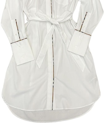 (W) Burberry 白色條紋邊短版單排扣長袖連衣裙 80843061 Shop (W) Burberry 白色條紋邊短版單排扣長袖連衣裙 80843061