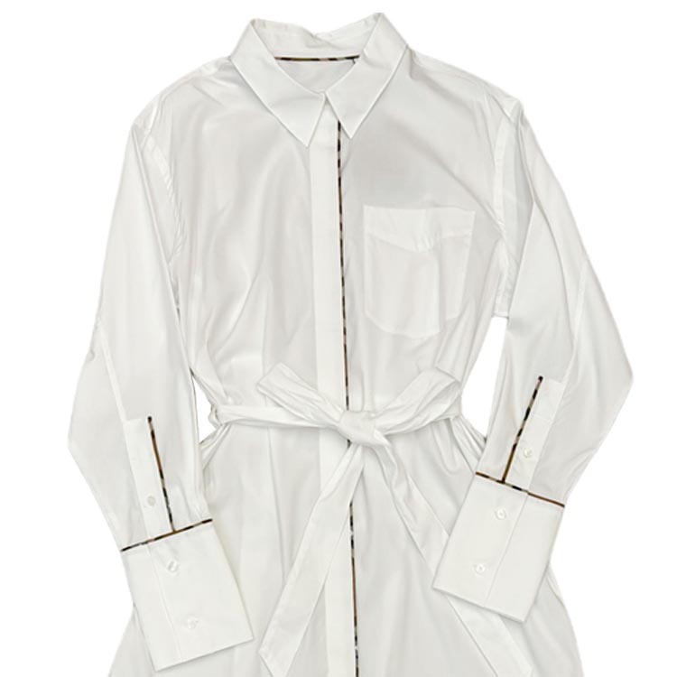 Purchase (W) Burberry 白色條紋邊短版單排扣長袖連衣裙 80843061