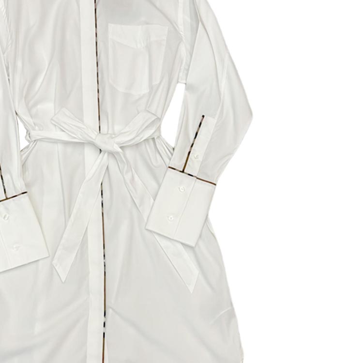 Details for (W) Burberry 白色條紋邊短版單排扣長袖連衣裙 80843061