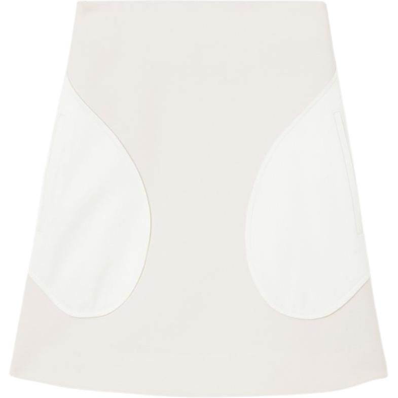 (Women) Burberry  White Solid Mid-Rise Straight-Cut Short Skirt FW22 Casual. 80586641