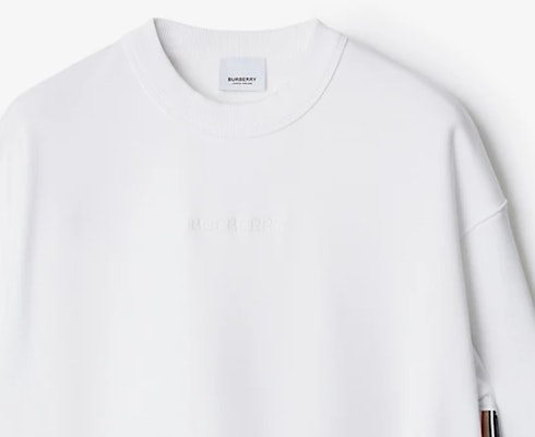 (W) Vestido de manga larga Burberry blanco con rayas y logo bordado. 80844351 Details for (W) Vestido de manga larga Burberry blanco con rayas y logo bordado. 80844351