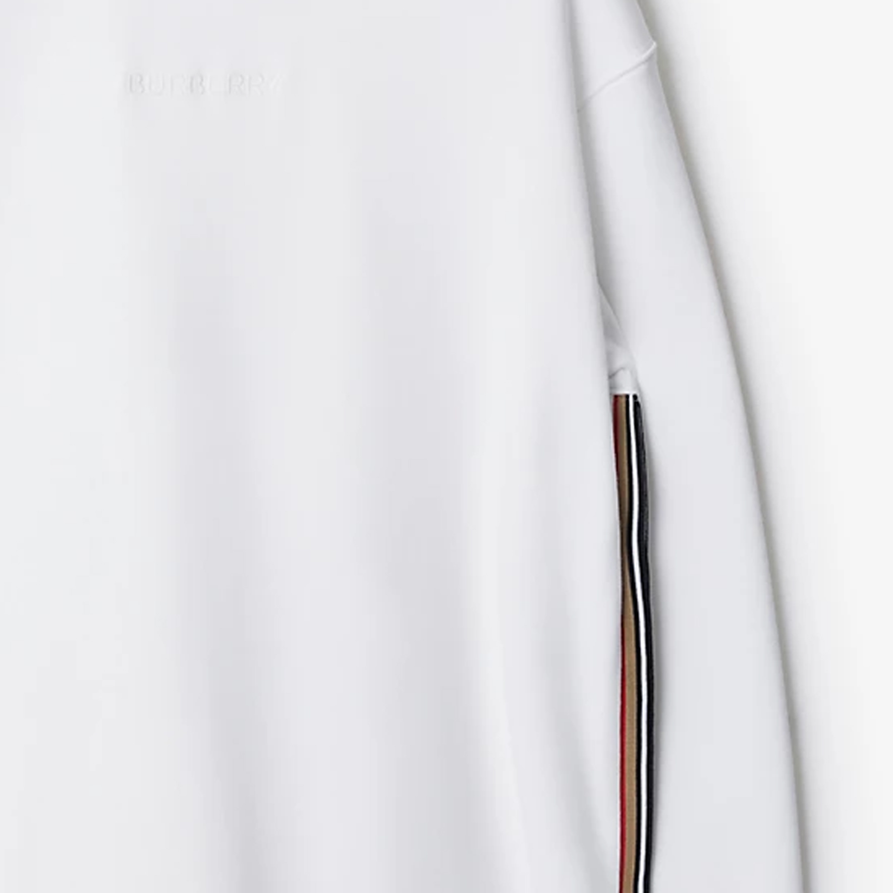 Sizing (W) Vestido de manga larga Burberry blanco con rayas y logo bordado. 80844351