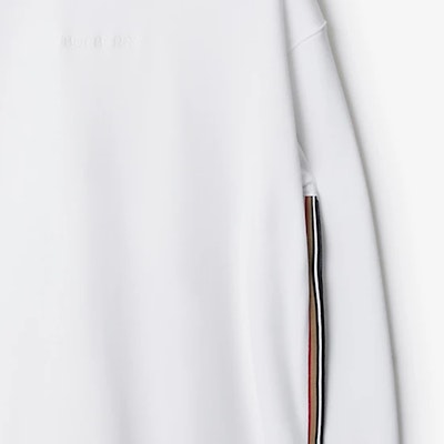 (W) Vestido de manga larga Burberry blanco con rayas y logo bordado. 80844351 Sizing (W) Vestido de manga larga Burberry blanco con rayas y logo bordado. 80844351