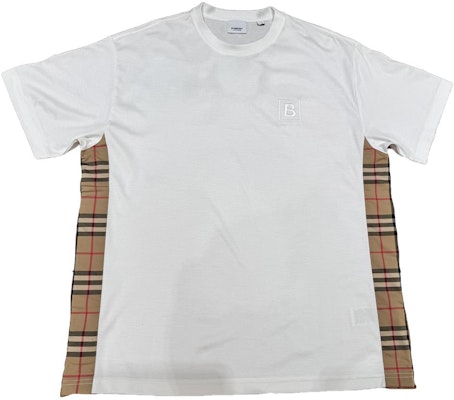 (Women) Burberry White T-Shirt with Embroidered Lettering & Check Print. 80808561 Order (Women) Burberry White T-Shirt with Embroidered Lettering & Check Print. 80808561