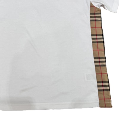 (Women) Burberry White T-Shirt with Embroidered Lettering & Check Print. 80808561 Details for (Women) Burberry White T-Shirt with Embroidered Lettering & Check Print. 80808561