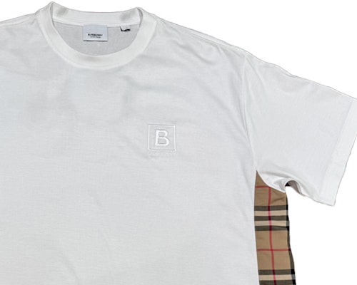 (Women) Burberry White T-Shirt with Embroidered Lettering & Check Print. 80808561 Sizing (Women) Burberry White T-Shirt with Embroidered Lettering & Check Print. 80808561
