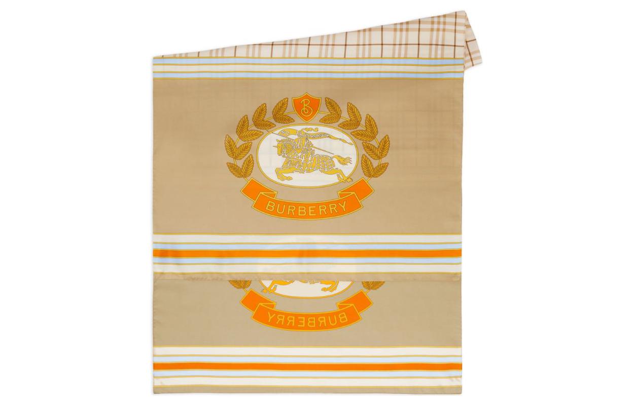 (Women) Burberry  Yellow Check Print Logo Silk Scarf 8067947 圖 3