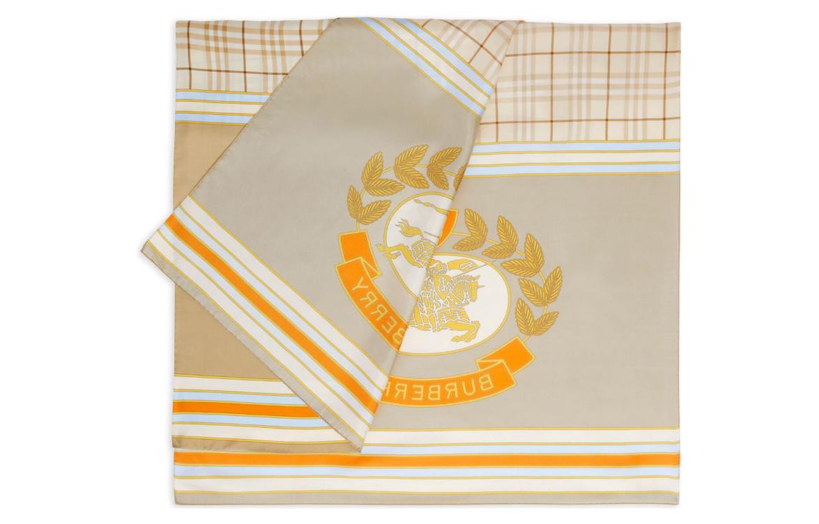 (Women) Burberry  Yellow Check Print Logo Silk Scarf 8067947 圖 4